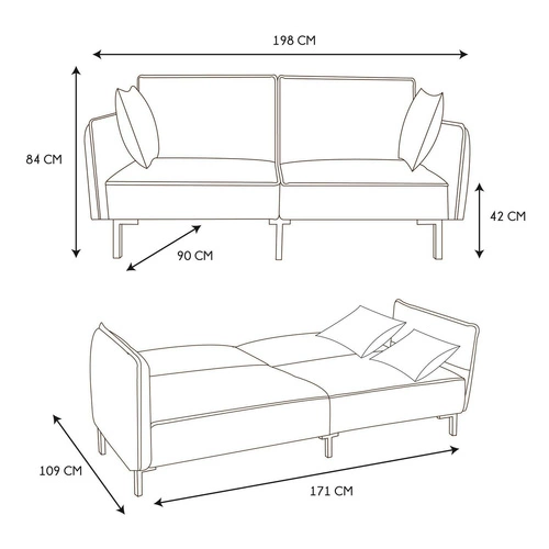 Sofa rozkładana Canif brązowa