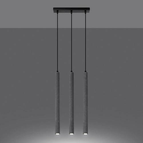 Nowoczesna lampa wisząca betonowa Pastelo 3L szara nad stół do salonu i jadalni