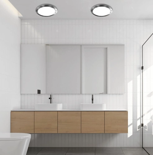 Plafon do łazienki i kuchni Aquila 18 cm nowoczesny szklany okrągły IP44 biały nikiel