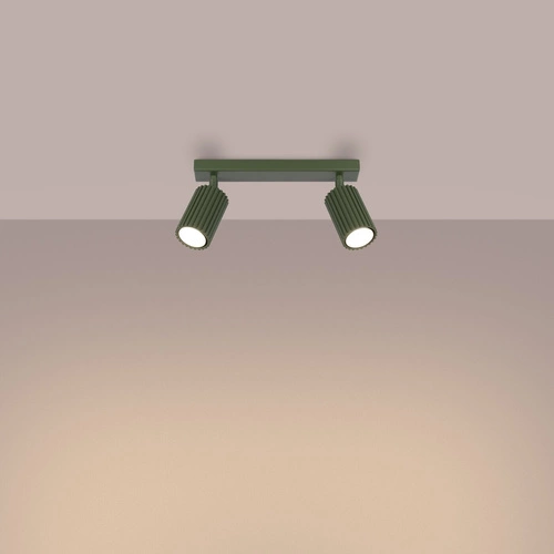 Plafon sufitowy KARBON 2 zielony oliwkowy nowoczesny aluminiowy do salonu z ruchomym kloszem