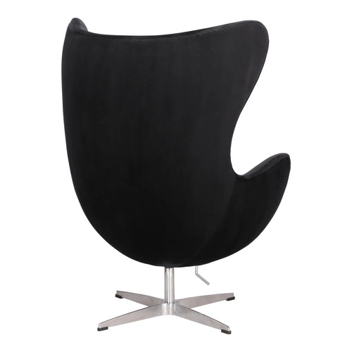 Fotel Jajo Egg czarny welur obrotowy do salonu nowoczesny glamour srebrna podstawa