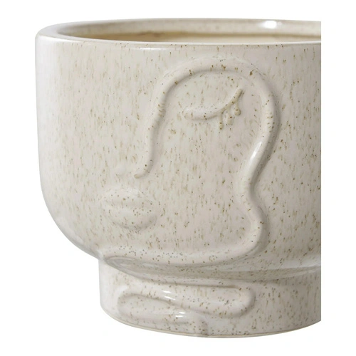 Doniczka/osłonka ceramiczna Face kremowa