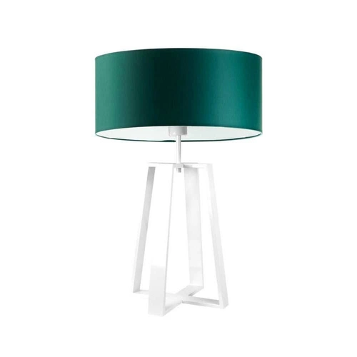 Lampka nocna do sypialni Thor nowoczesna z zielonym abażurem i białą podstawą LYSNE 61 cm