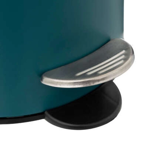 Kosz na śmieci łazienkowy Modern 3l niebieski metalowy z bambusową pokrywą i pedałem 5five