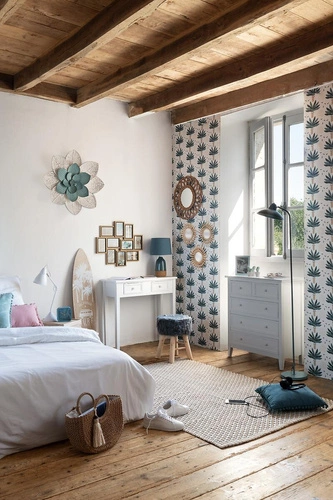 Zestaw 3 okrągłych luster boho Sunflower Atmosphera wiszące do salonu w rattanowej ramie