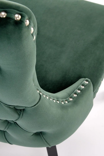Krzesło tapicerowane Iridionne Velvet ciemny zielony do jadalni welurowe na drewnianych nogach