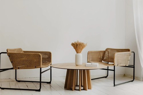 Stolik kawowy TAVLE okrągły dębowy skandynawski do salonu 100 cm NORDIFRA