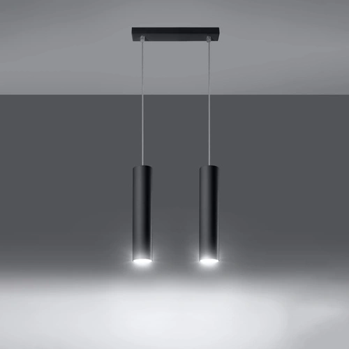 Lampa wisząca Lagos czarna 2-punktowa nowoczesna do salonu kuchni lub nad wyspę