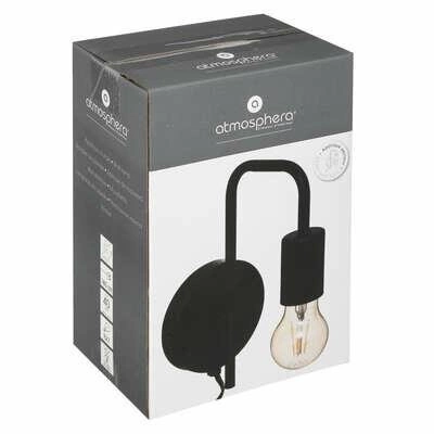 Kinkiet ścienny Keli czarny nowoczesny industrialny z kablem do salonu i sypialni Atmosphera