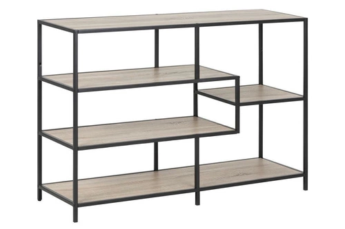 Regał Seaford V industrialny metalowy na książki do salonu i biura 114 cm jasny dąb Intesi