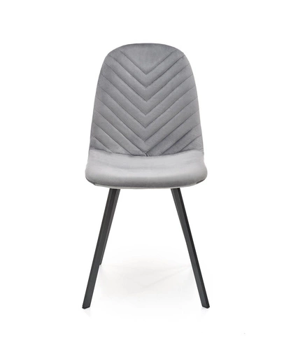 Krzesło tapicerowane welurowe Jeanne szare do jadalni i salonu nowoczesne na czarnych nogach Intesi