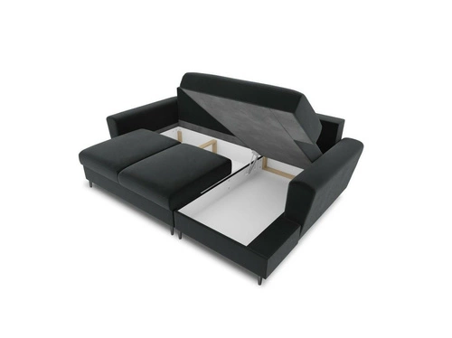 Narożnik z funkcją spania Moghan Dark Grey Velvet Prawostronna kolor nóg czarny