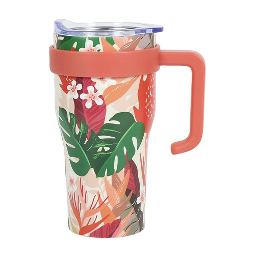 Kubek termiczny Mini Miami Floral         czerwony uchwyt