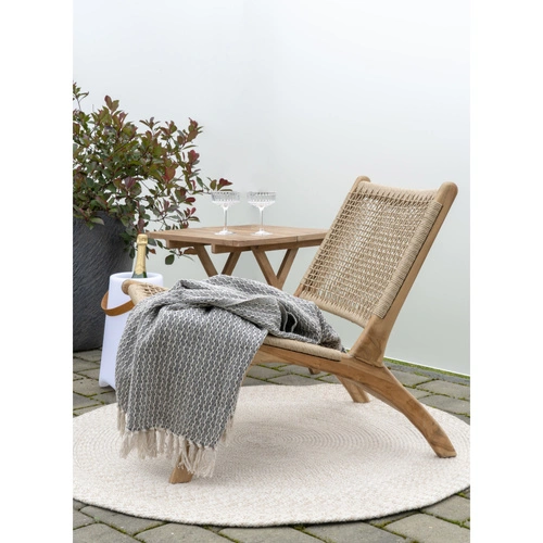 Dywan okrągły beżowy Menorca 120 cm nowoczesny do salonu i na taras zewnętrzny