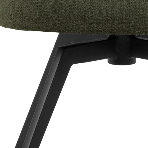 Krzesło do jadalni Darlene Actona zielone tapicerowane obrotowe nowoczesne na czarnych nogach