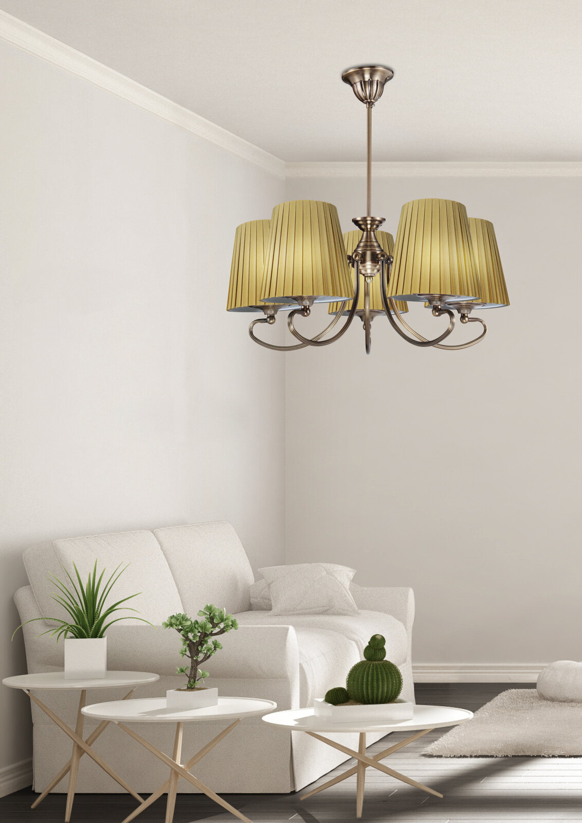 Lampa wisząca Mozart 5x60W E27 patynowa miedź miodowy