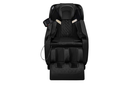 Fotel wypoczynkowy Taya czarny z funkcją masażu, podgrzewaniem i podnóżkiem do salonu ekoskóra