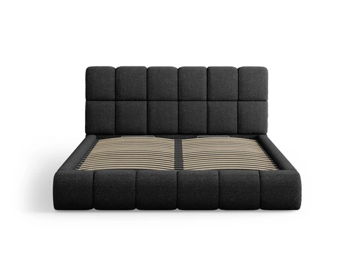 Łóżko do sypialni Bellis 160x200 czarne tapicerowane z pojemnikiem nowoczesne glamour