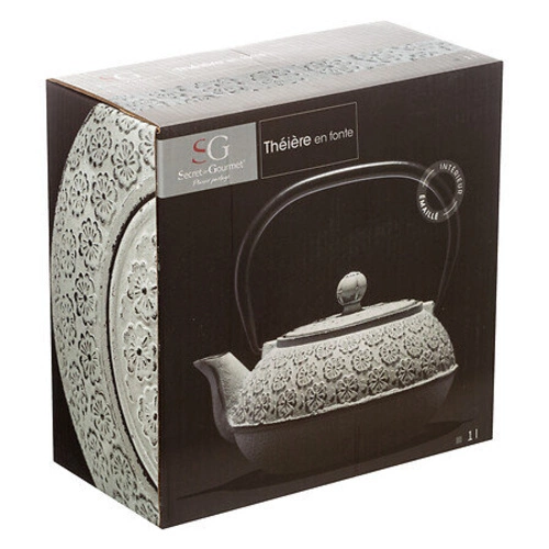 Imbryk żeliwny Folk biały 1l 5five simply smart do parzenia herbaty z sitkiem