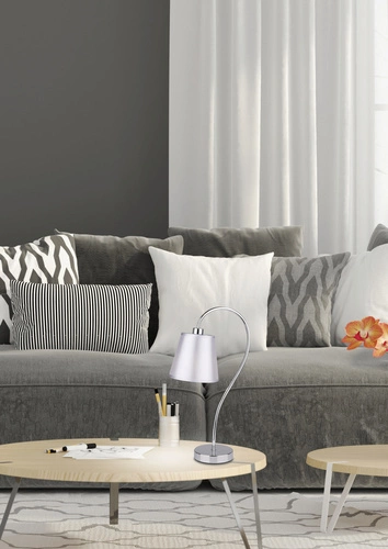 Luk nowoczesna lampka nocna z abażurem chrom metalowa do sypialni i salonu 46 cm CANDELLUX