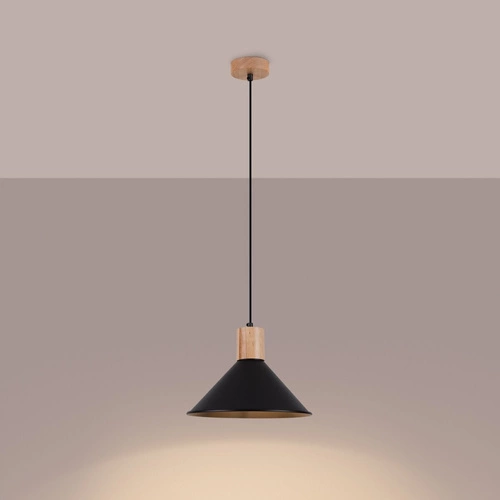 Lampa wisząca JAGA czarna skandynawska stalowa do salonu i nad stół 30 cm SOLLUX