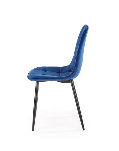 Krzesło tapicerowane welur Plein Intesi granatowe do jadalni i salonu na czarnych nogach