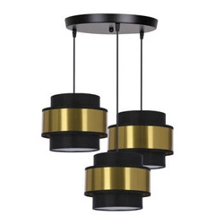 Lampa wisząca Prestige czarny talerz 3x40W E27 abażur czarny+złoty