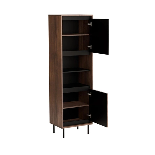 Witryna na książki i alkohol Miri orzechowa czarna nowoczesna loftowa do salonu i jadalni 179 cm