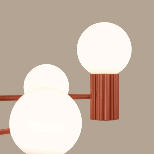 Żyrandol nowoczesny HALO 6 ochra czerwona do salonu i jadalni aluminium 64 cm