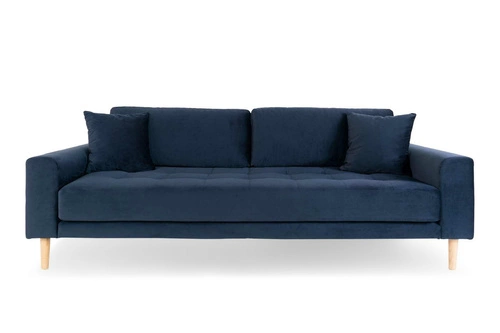 Sofa Lido 3 granatowa skandynawska trzyosobowa aksamitna z podłokietnikami do salonu Intesi