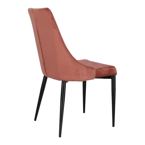 Krzesło Magnat różowe tapicerowane welur glamour na czarnych metalowych nogach do jadalni Intesi