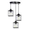 Lampa wisząca Glassia talerz czarny 3x40  E27 klosz czarny+kryształy bezbarwne
