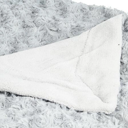 Narzuta futrzana Bouclé Atmosphera jasnoszara na łóżko do sypialni 120x160 cm