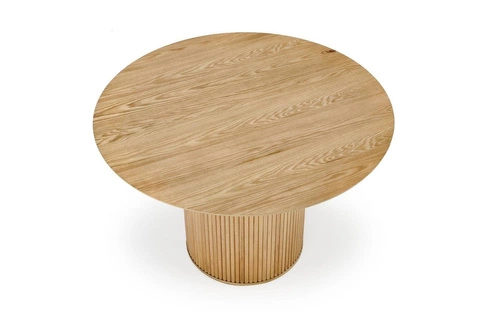 Stół okrągły do jadalni Delar 120 cm, nowoczesny dąb naturalny, skandynawski na jednej nodze