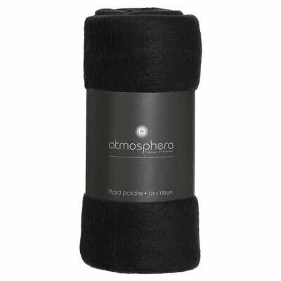 Atmosphera miękki ciepły koc polarowy czarny 125x150 cm na kanapę do salonu