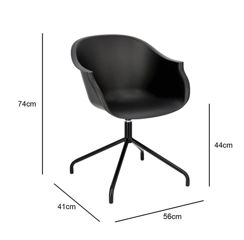 Krzesło konferencyjne obrotowe Roundy Black Intesi czarne nowoczesne z podłokietnikami