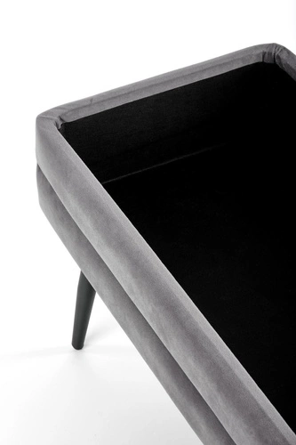 Ławka tapicerowana ze schowkiem Vanel szara welurowa do przedpokoju glamour 78 cm