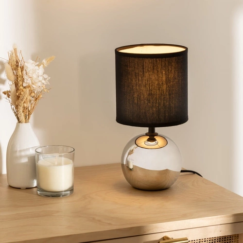 Nowoczesna lampka nocna Timeo Atmosphera czarna ceramiczna do sypialni i salonu 24,7 cm