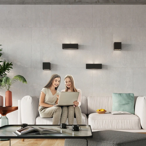 Kinkiet ścienny LEO Sollux czarny nowoczesny ceramiczny do sypialni salonu lub łazienki