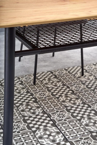 Stół do jadalni Sonic owalny dąb złoty czarne nogi nowoczesny loftowy 160x90 cm Intesi