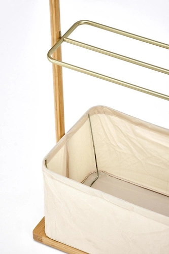 Wieszak stojący z półką i koszykiem Toque naturalny bambusowy do przedpokoju skandynawski