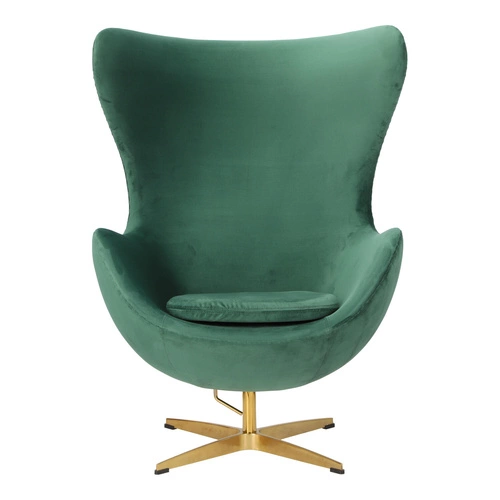 Fotel Jajo Velvet zielony welur obrotowy z funkcją kołyski do salonu na złotej nodze