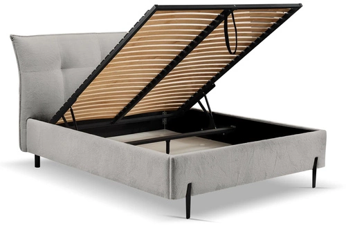 Łóżko tapicerowane Biscuit 180x200 szare z pojemnikiem skandynawskie do sypialni