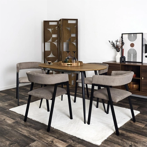 Krzesło tapicerowane Scott sztruks szare z podłokietnikami do jadalni i salonu nowoczesne