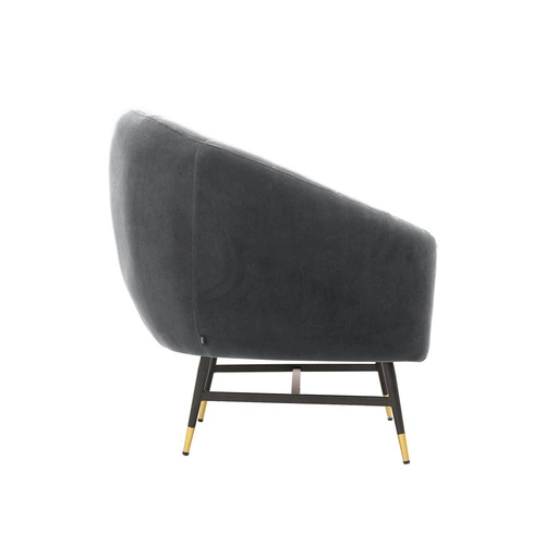 Fotel wypoczynkowy Fluffy welurowy szary do salonu nowoczesny z podłokietnikami Intesi