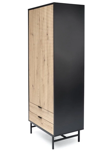 Szafa nowoczesna Nihala dąb artisan czarna z półkami do sypialni głębokość 53 cm