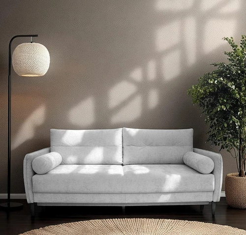 Sofa rozkładana 3 osobowa Lika z funkcją spania do salonu sztruksowa szara z pojemnikiem