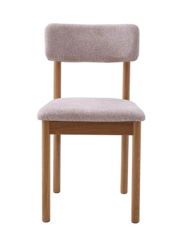 Krzesło tapicerowane do jadalni Canora piaskowe z dębowymi nogami