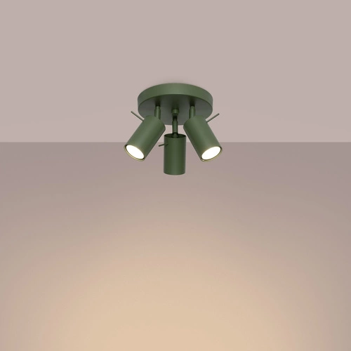 Plafon sufitowy RING 3P nowoczesny zielony oliwkowy stalowy do salonu i sypialni