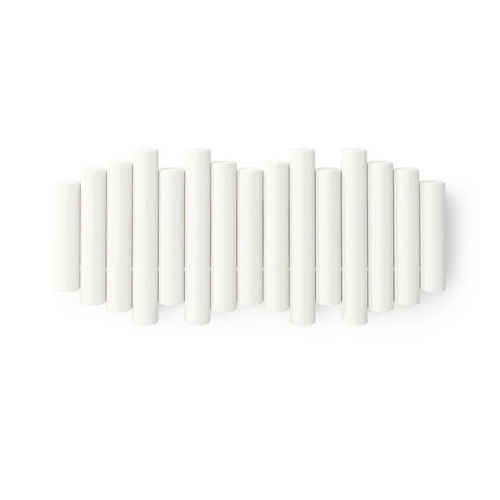 Wieszak ścienny do przedpokoju Umbra Picket biały drewniany składany nowoczesny 5 haczyków